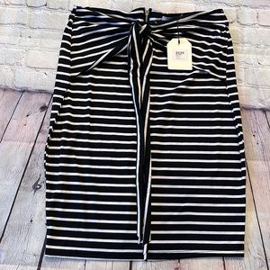 NWT Black Stripe Tie-waist Pencil Skirt